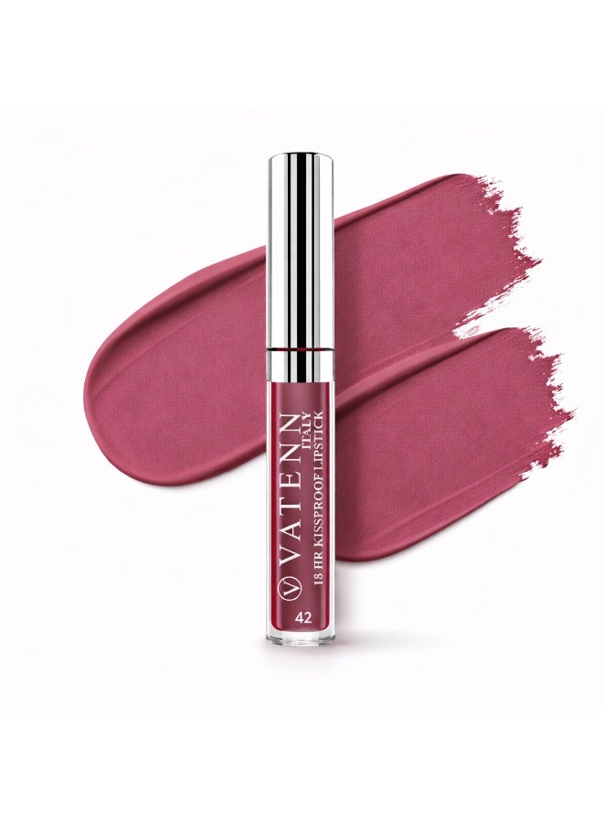 VATENN ITALY 18 Hr Kissproof Lipstick 42 Matte liquid lipstick, Lead-Free ,No Dry Feel, Weightless Feel, Vinyl Ink Kissproof /Lip Lingerie Transfer-Proof, All Day Wear. - Image 1